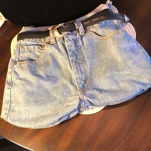 Handmade bag Levi’s shorts + western style belt velcro close compartments